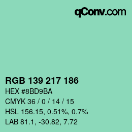 Color code: RGB 139 217 186 | qconv.com