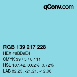 Farbcode: RGB 139 217 228 | qconv.com