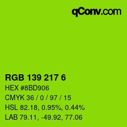 カラーコード: RGB 139 217 6 | qconv.com
