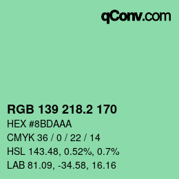 カラーコード: RGB 139 218.2 170 | qconv.com
