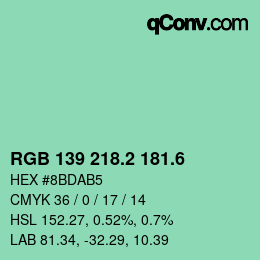 カラーコード: RGB 139 218.2 181.6 | qconv.com