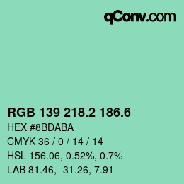 カラーコード: RGB 139 218.2 186.6 | qconv.com