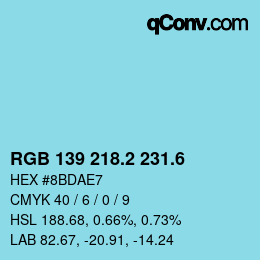 カラーコード: RGB 139 218.2 231.6 | qconv.com