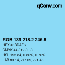 カラーコード: RGB 139 218.2 246.6 | qconv.com