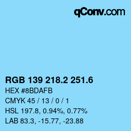 カラーコード: RGB 139 218.2 251.6 | qconv.com