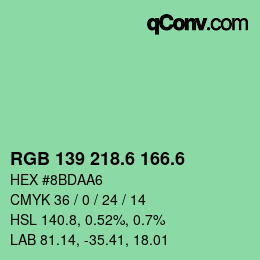 カラーコード: RGB 139 218.6 166.6 | qconv.com