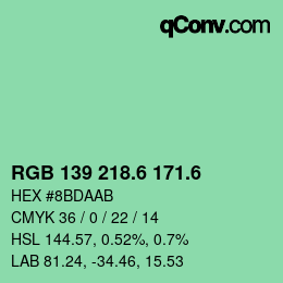 カラーコード: RGB 139 218.6 171.6 | qconv.com