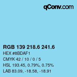 カラーコード: RGB 139 218.6 241.6 | qconv.com