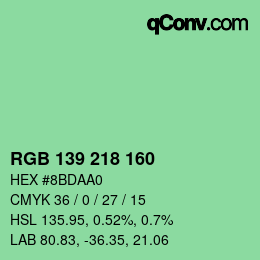 Color code: RGB 139 218 160 | qconv.com