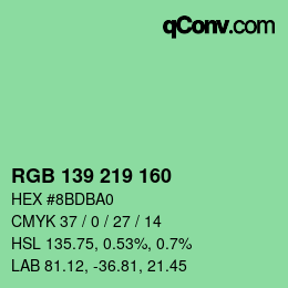 Color code: RGB 139 219 160 | qconv.com