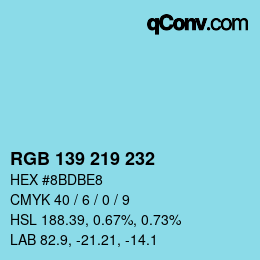 Color code: RGB 139 219 232 | qconv.com