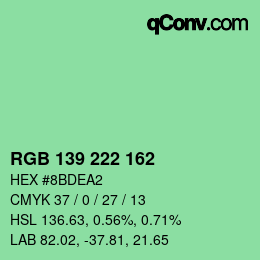 Color code: RGB 139 222 162 | qconv.com
