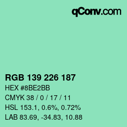 Color code: RGB 139 226 187 | qconv.com