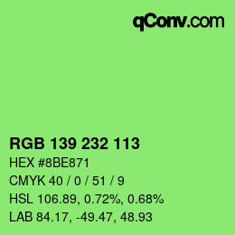 Color code: RGB 139 232 113 | qconv.com