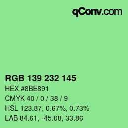 Color code: RGB 139 232 145 | qconv.com