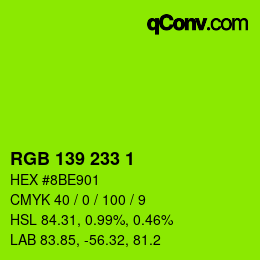 Color code: RGB 139 233 1 | qconv.com