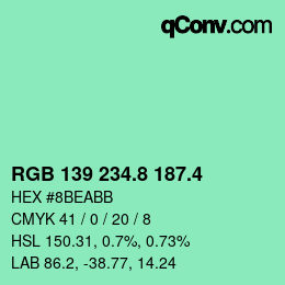 カラーコード: RGB 139 234.8 187.4 | qconv.com