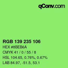 Color code: RGB 139 235 106 | qconv.com