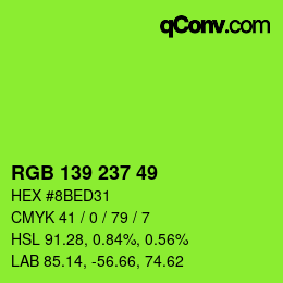 颜色代码: RGB 139 237 49 | qconv.com