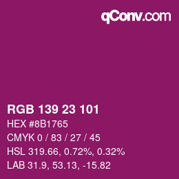 Color code: RGB 139 23 101 | qconv.com