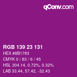 Color code: RGB 139 23 131 | qconv.com
