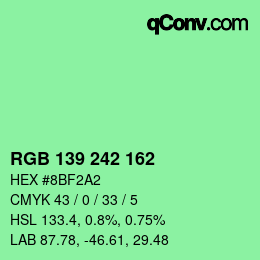 Color code: RGB 139 242 162 | qconv.com