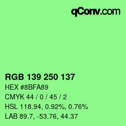 Color code: RGB 139 250 137 | qconv.com