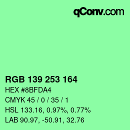 Color code: RGB 139 253 164 | qconv.com