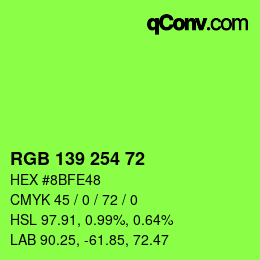 Color code: RGB 139 254 72 | qconv.com