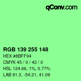 Color code: RGB 139 255 148 | qconv.com