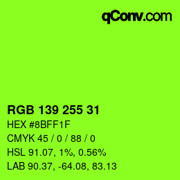 颜色代码: RGB 139 255 31 | qconv.com