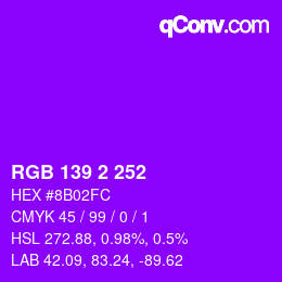 Color code: RGB 139 2 252 | qconv.com