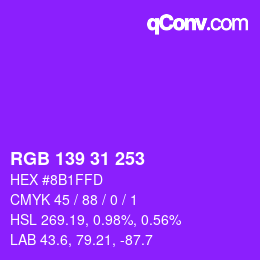 Color code: RGB 139 31 253 | qconv.com