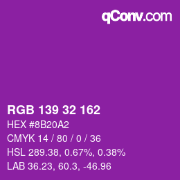 Color code: RGB 139 32 162 | qconv.com