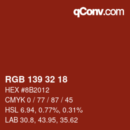 Color code: RGB 139 32 18 | qconv.com