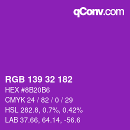 Color code: RGB 139 32 182 | qconv.com