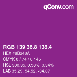 カラーコード: RGB 139 36.8 138.4 | qconv.com
