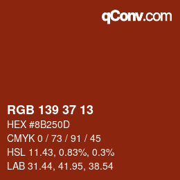 Color code: RGB 139 37 13 | qconv.com