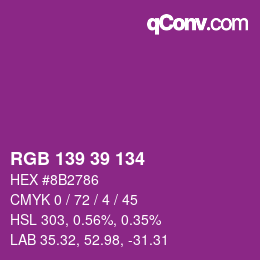 Color code: RGB 139 39 134 | qconv.com