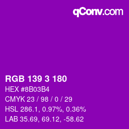Color code: RGB 139 3 180 | qconv.com