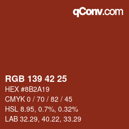 Color code: RGB 139 42 25 | qconv.com