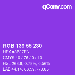 Color code: RGB 139 55 230 | qconv.com