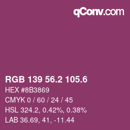 カラーコード: RGB 139 56.2 105.6 | qconv.com