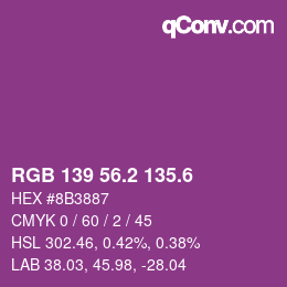 カラーコード: RGB 139 56.2 135.6 | qconv.com