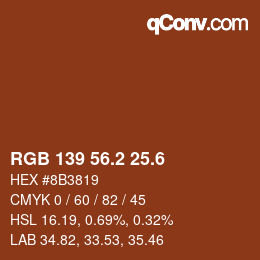 カラーコード: RGB 139 56.2 25.6 | qconv.com