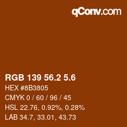 カラーコード: RGB 139 56.2 5.6 | qconv.com