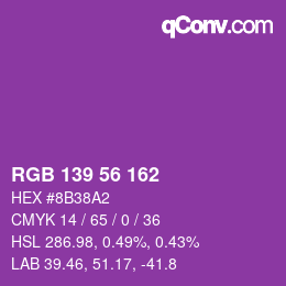 Color code: RGB 139 56 162 | qconv.com