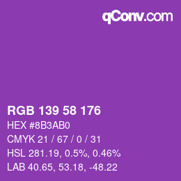 カラーコード: RGB 139 58 176 | qconv.com