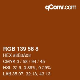 Color code: RGB 139 58 8 | qconv.com