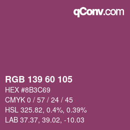 颜色代码: RGB 139 60 105 | qconv.com